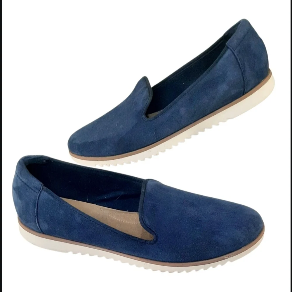 Clarks Serena Brynn Suede Slip Ons - Navy Blue. Womens Sz 12 - Picture 1 of 5